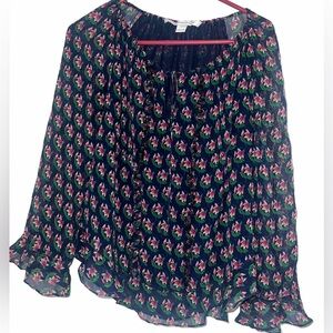 Diane Von Furstenberg Silk Blouse Size 6 Silk 3/4 Sleeve Floral Print